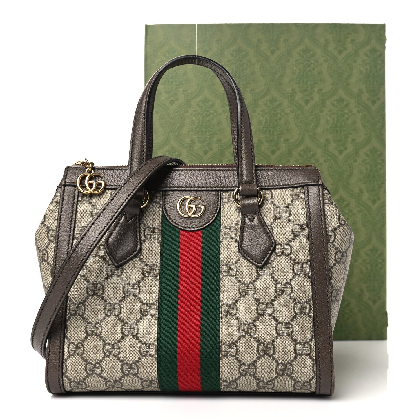 GG Supreme Monogram Small Ophidia Tote Bag Brown