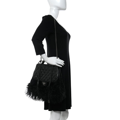 Chanel Lambskin Quilted Fur Paris Dallas Double Flap Bag Black 2 of 13