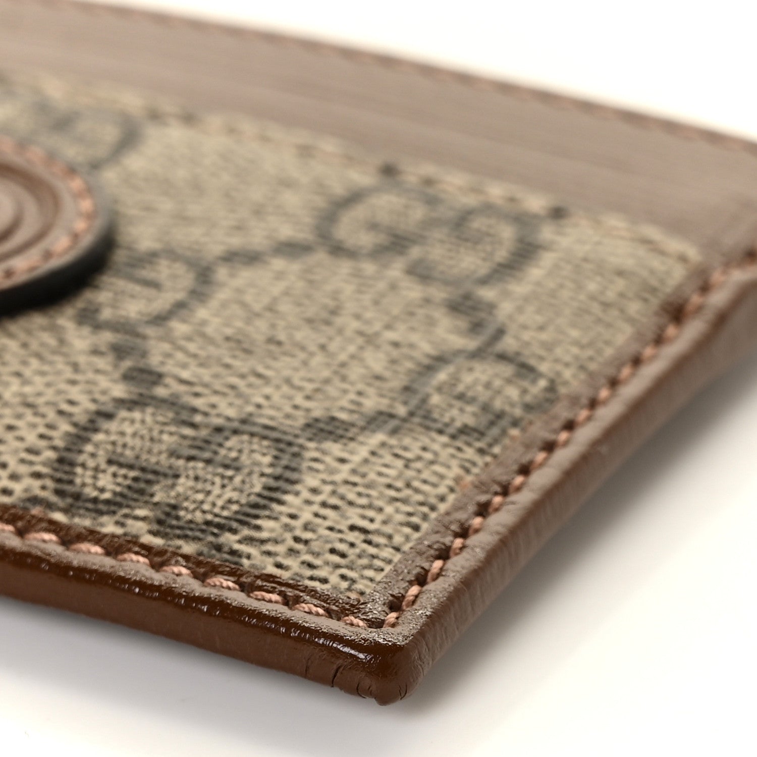 Gucci GG Supreme Monogram Azalea Calfskin Retro Interlocking G Card Holder Beige Ebony Brown Sugar 8 of 9