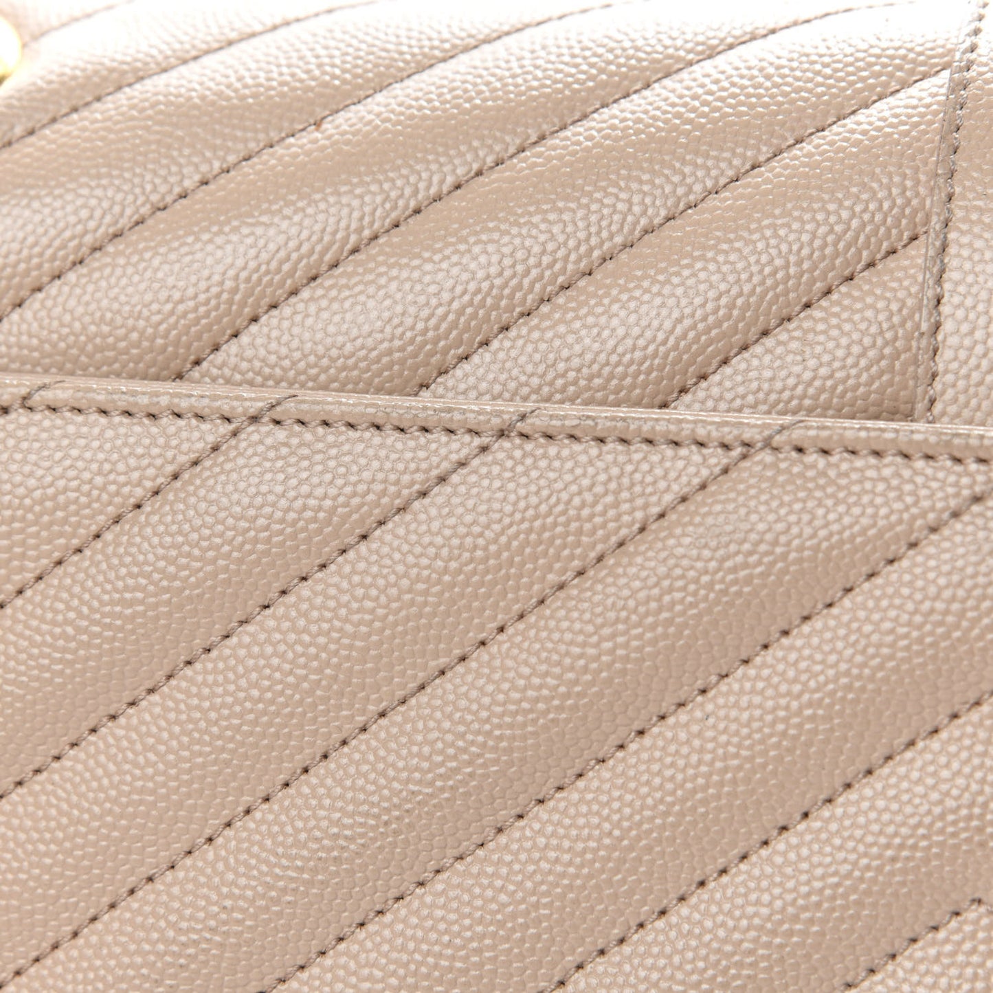 Grain De Poudre Matelasse Chevron Large Monogram Satchel Beige
