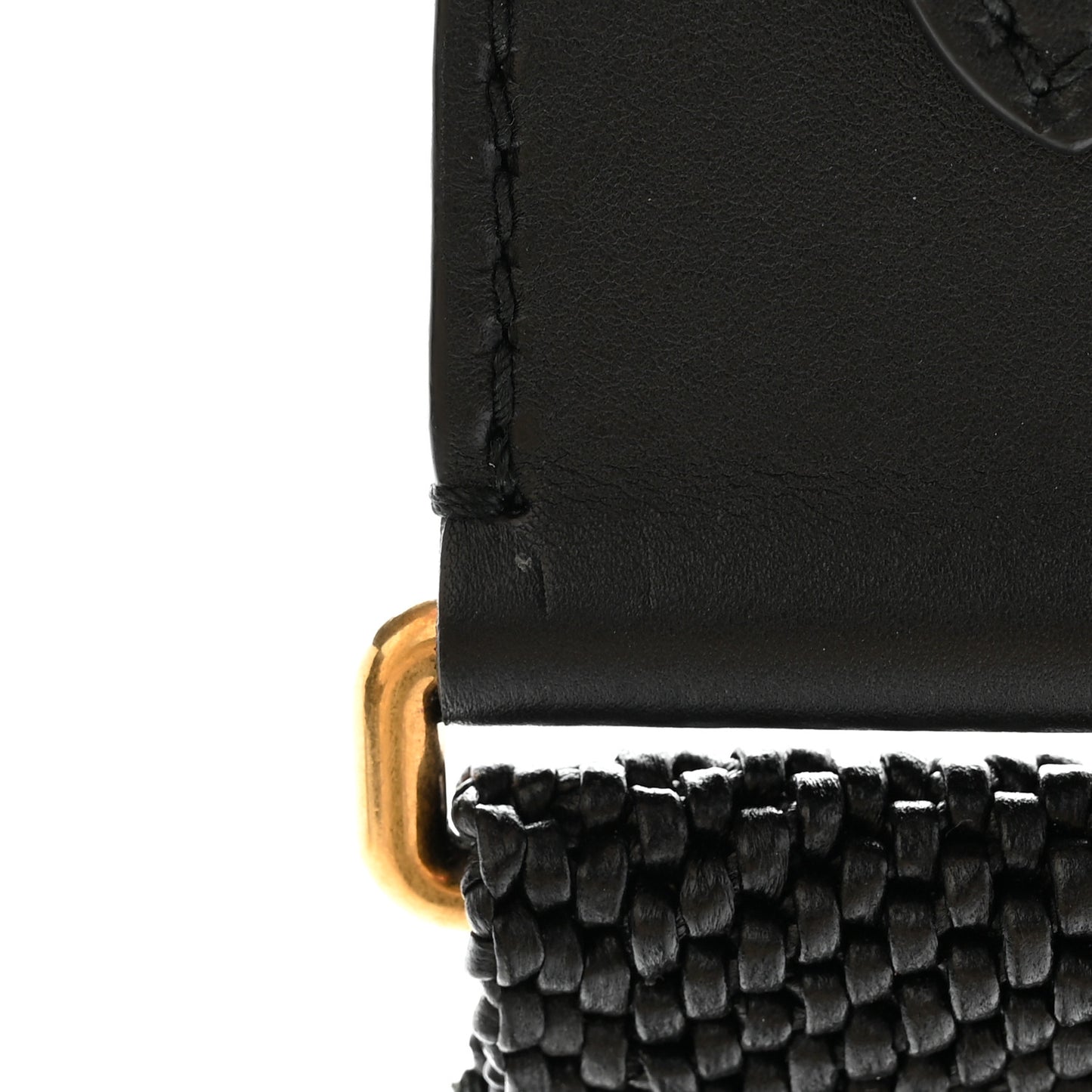 Raffia Woven Shoulder Strap Black