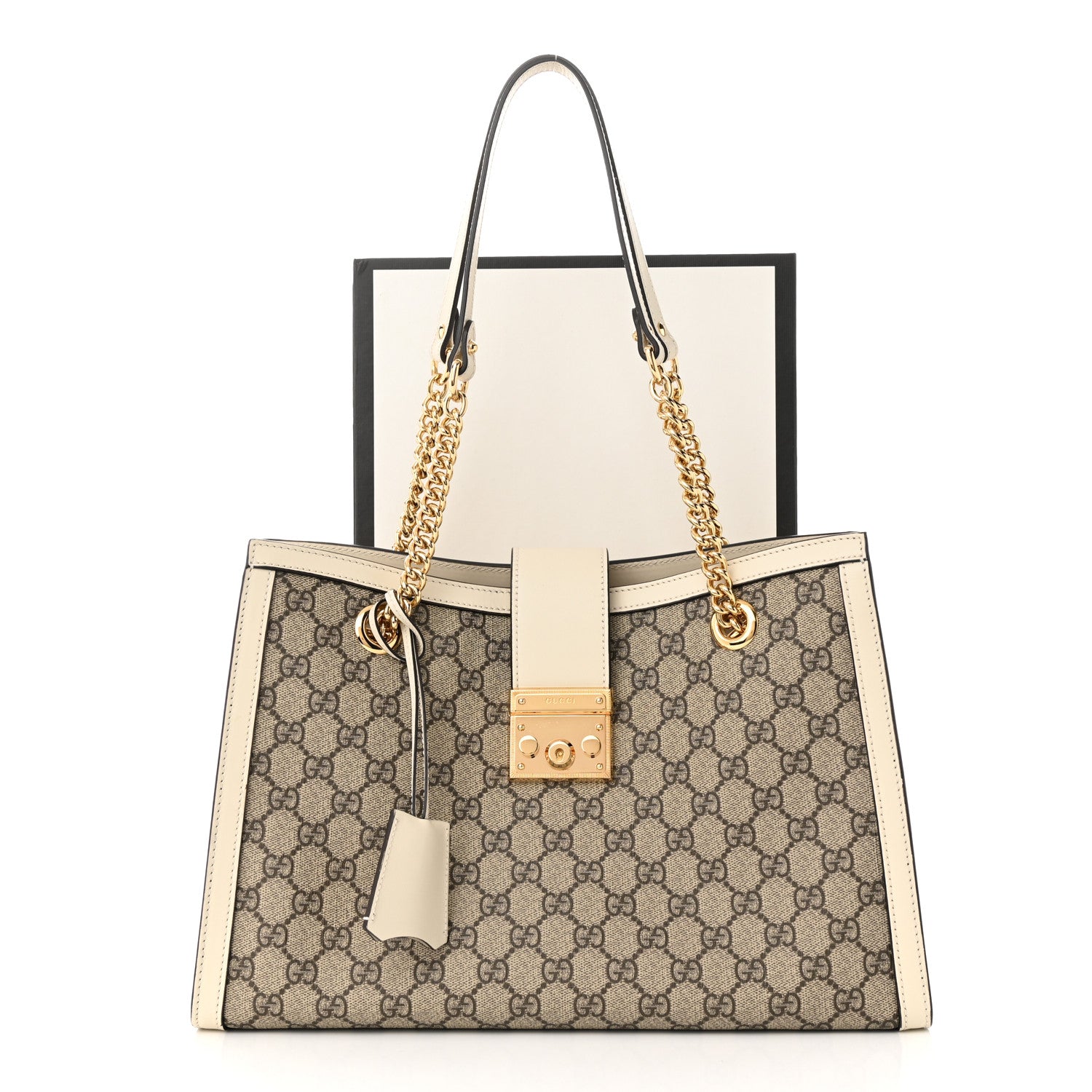 Gucci GG Supreme Monogram Medium Padlock Tote White 11 of 11