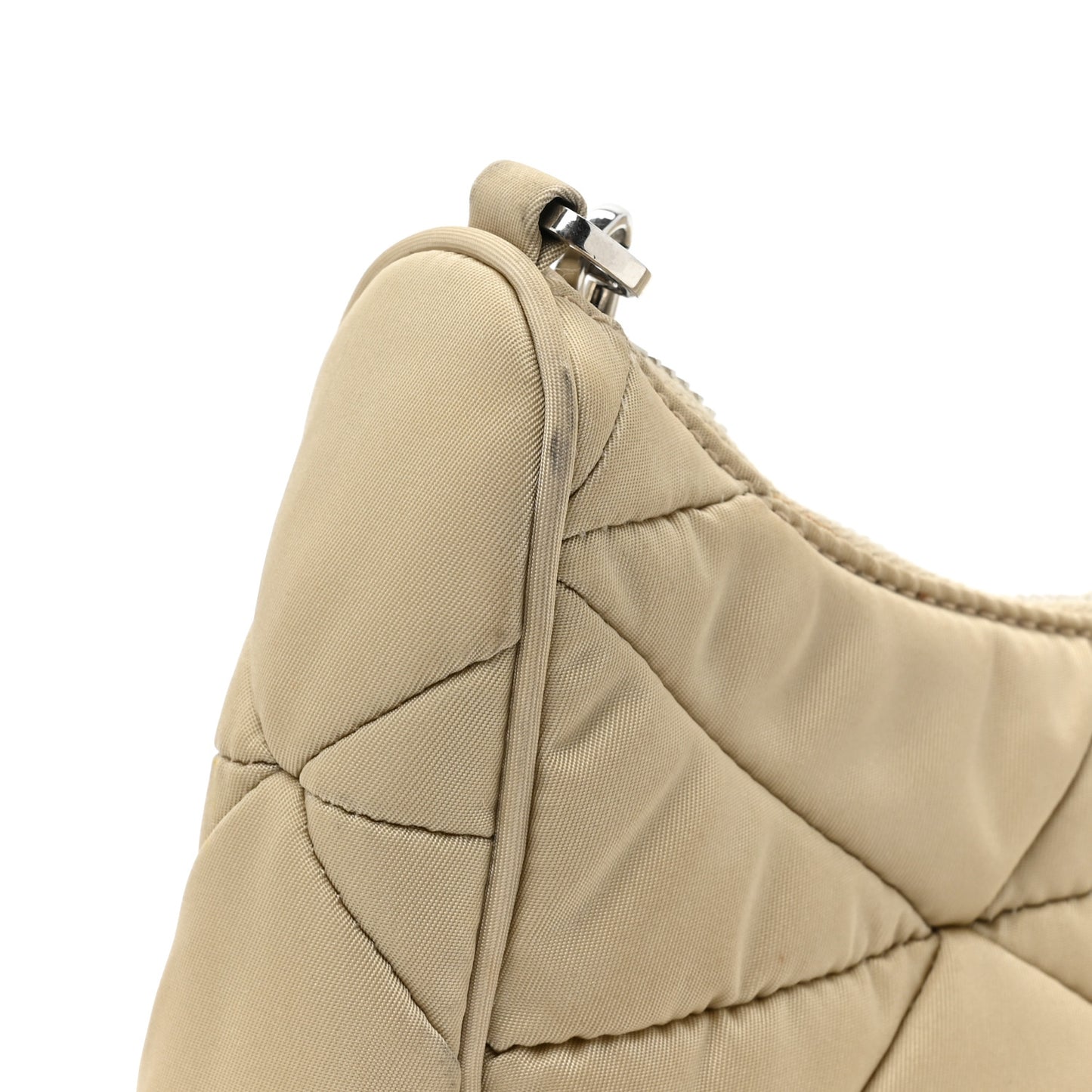 Re-Nylon Triangle Quilted Padded Patchwork System Shoulder Bag Deserto