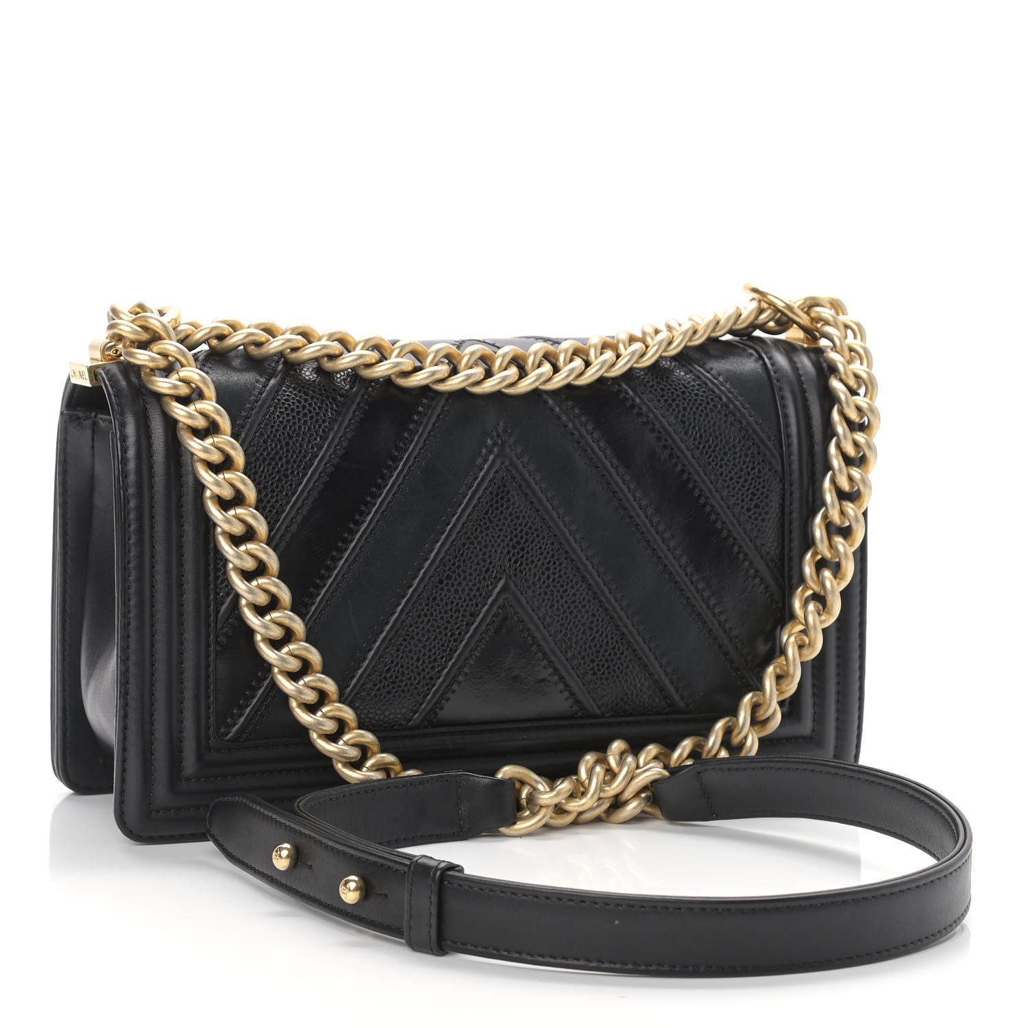 Chanel Caviar Suede Calfskin Chevron Medium Boy Flap Black 3 of 9
