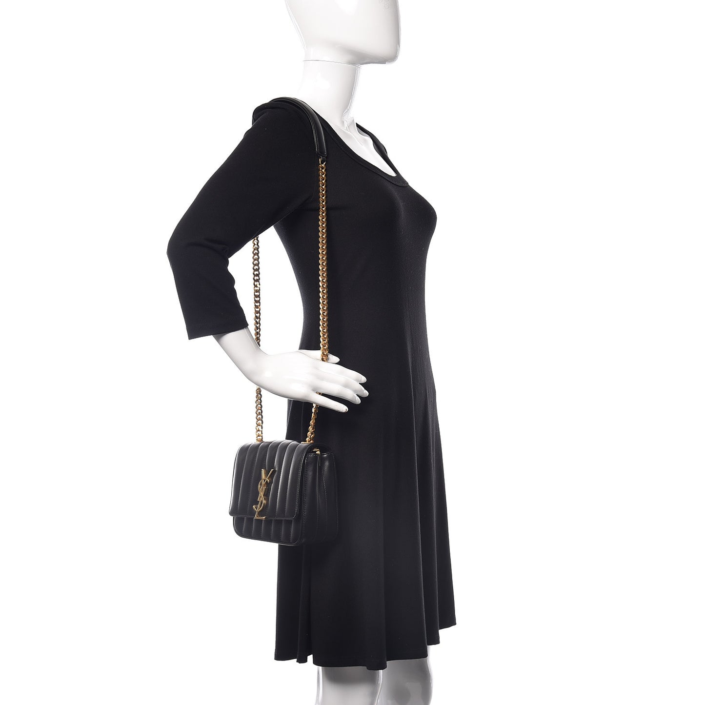 Lambskin Matelasse Monogram Small Vicky Chain Bag Black