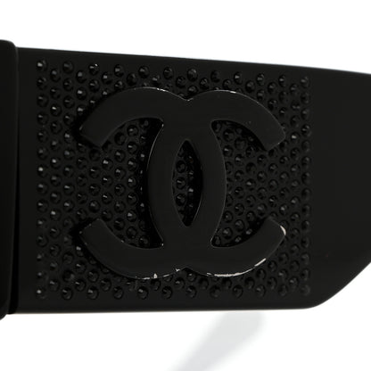 Chanel Acetate Crystal CC Shield Sunglasses 5466-B Black 9 of 11