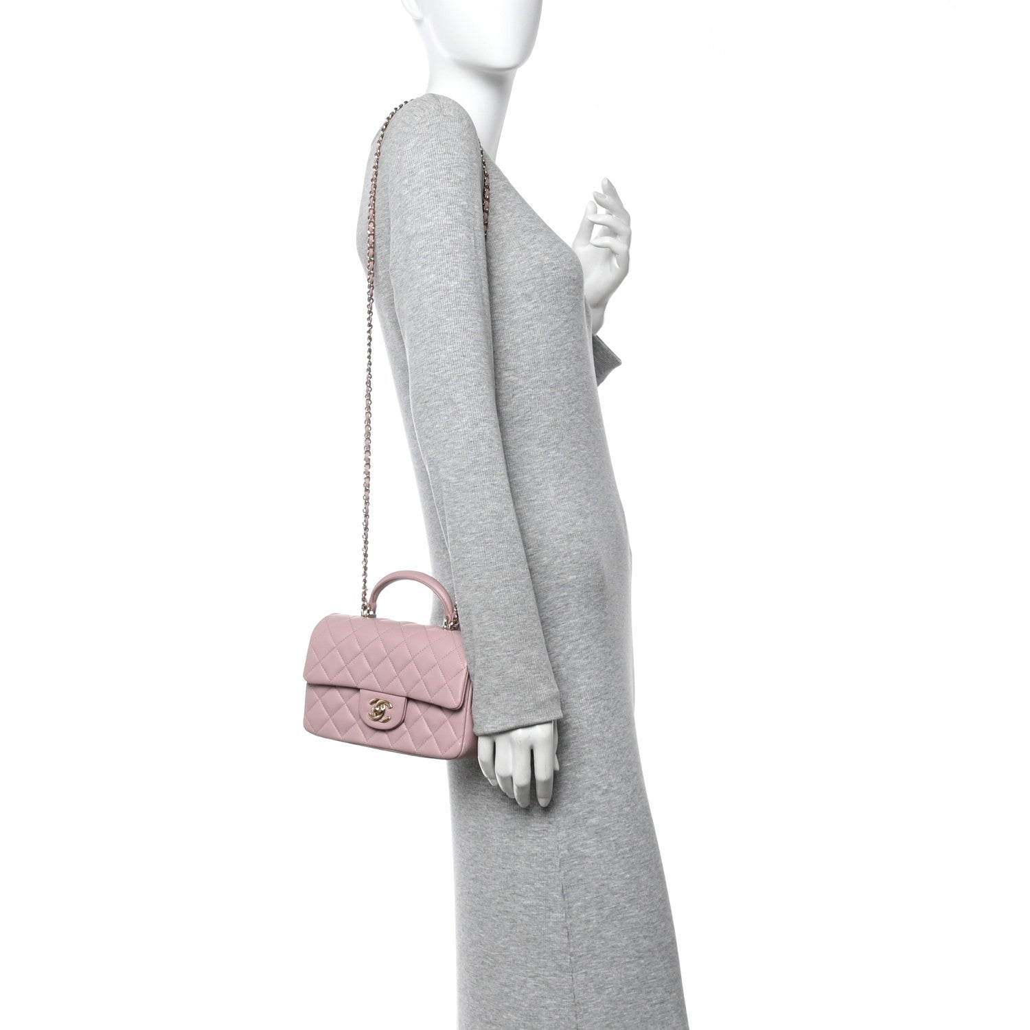 Chanel Lambskin Quilted Mini Top Handle Rectangular Flap Light Pink 2 of 11