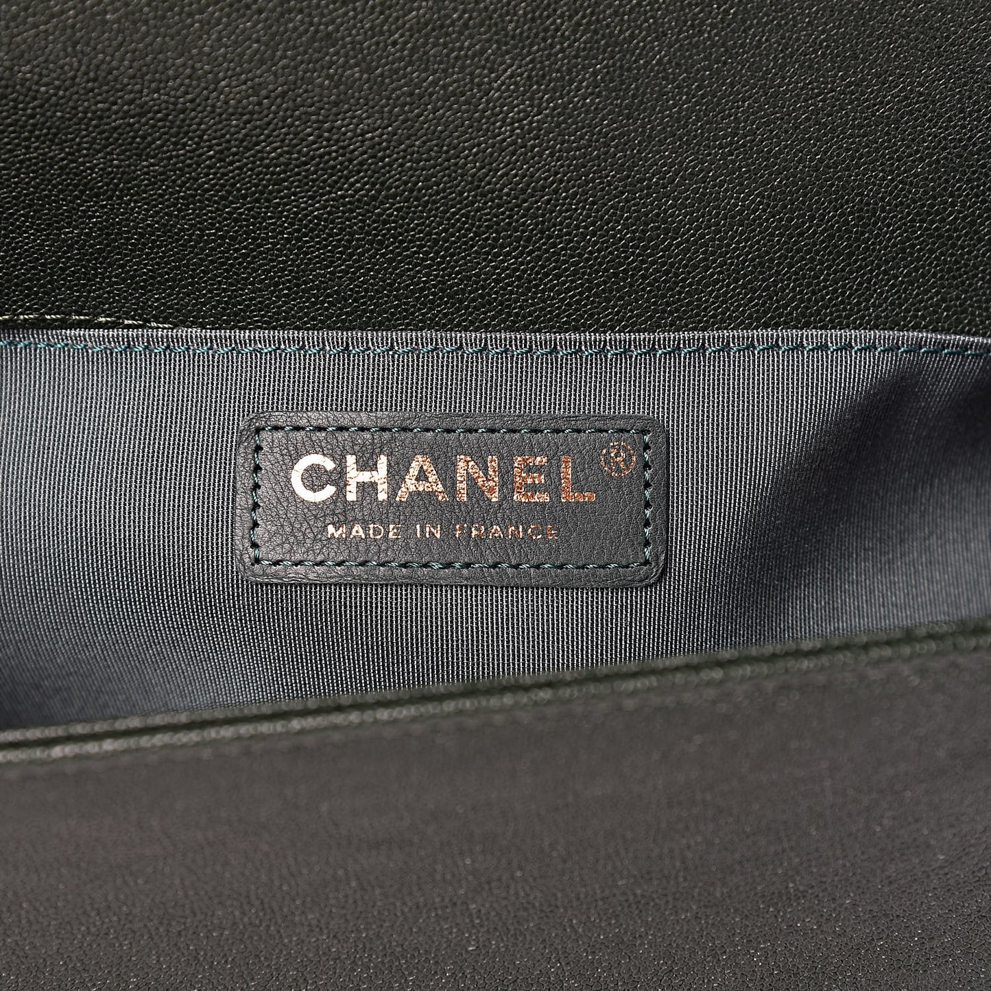Caviar Chevron Quilted Medium Boy Flap Dark Green
