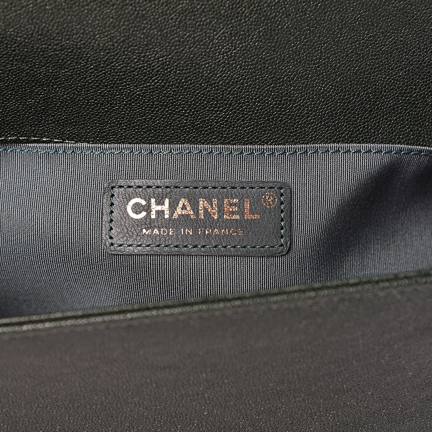 Chanel Caviar Chevron Quilted Medium Boy Flap Dark Green 8 of 10