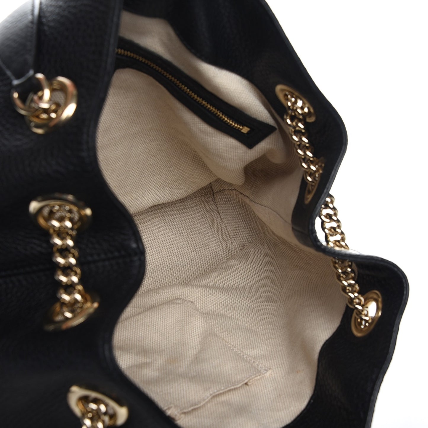 Pebbled Calfskin Medium Soho Chain Shoulder Bag Black