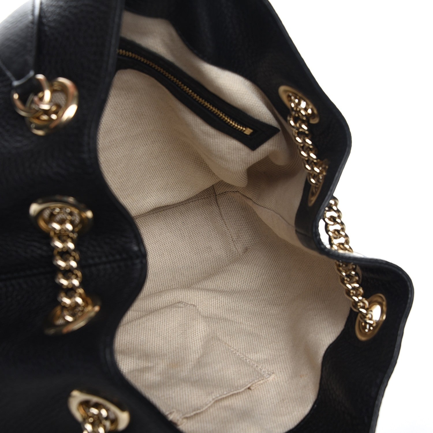Gucci Pebbled Calfskin Medium Soho Chain Shoulder Bag Black 5 of 7