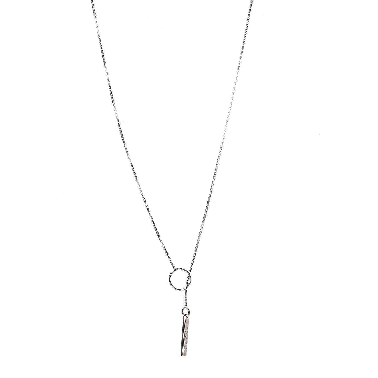 Gucci 18K White Gold 20mm Lariat Necklace 1 of 6