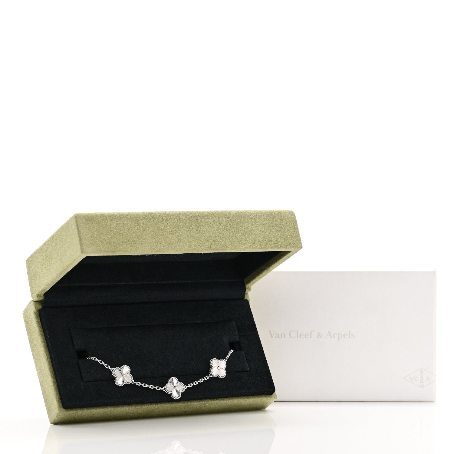 Van Cleef & Arpels 18K White Gold 5 Motifs Guilloche Vintage Alhambra Bracelet 5 of 5