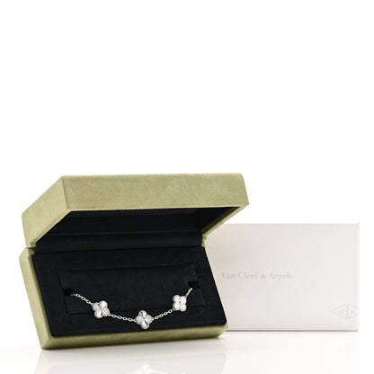 Van Cleef & Arpels 18K White Gold 5 Motifs Guilloche Vintage Alhambra Bracelet 5 of 5