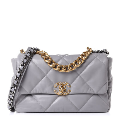 Chanel Goatskin Quilted Large Chanel 19 Flap Grey 1 of 11