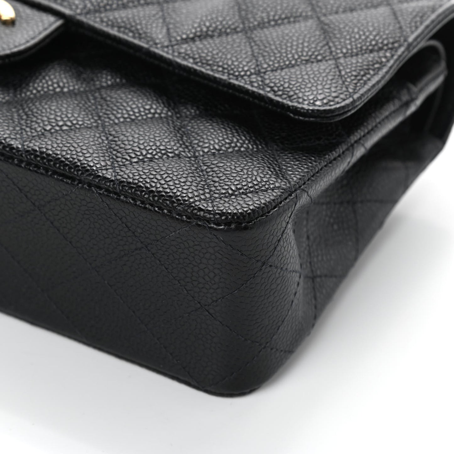 Caviar Quilted Medium Double Flap Black