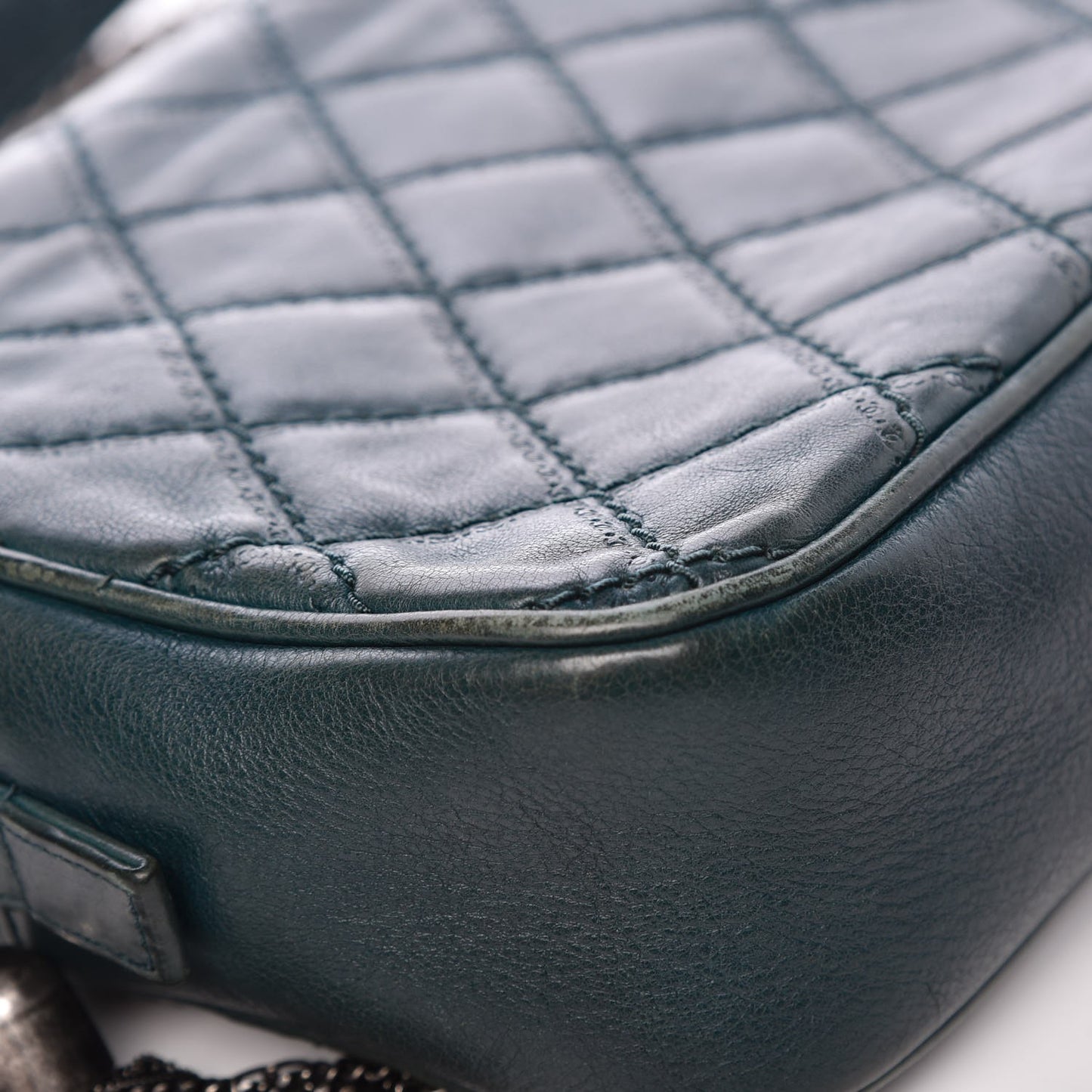 Calfskin Quilted Medium Coco Sporran Flap Dark Green