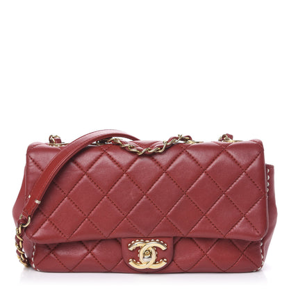 Chanel Lambskin Quilted Medium Contrast Stitch Flap Red 1 of 18