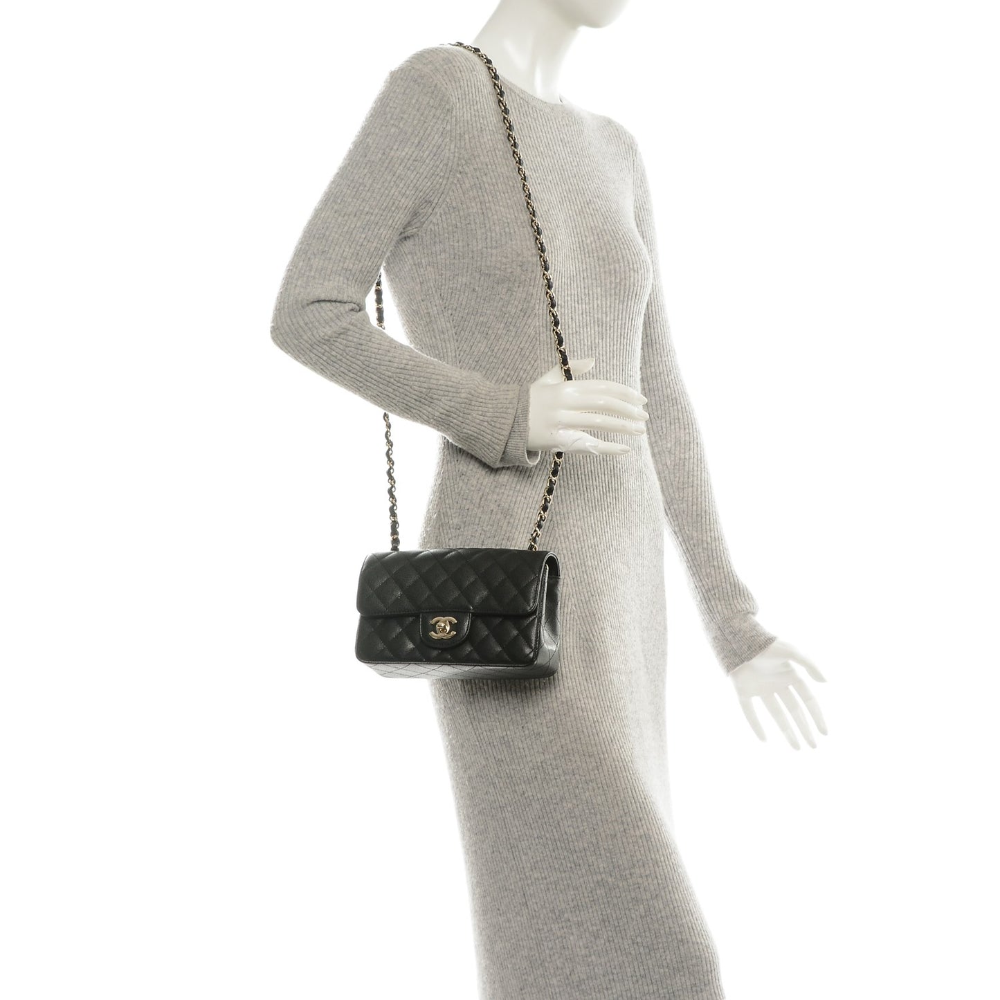 Caviar Quilted Mini Rectangular Flap Black