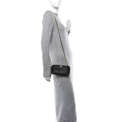 Chanel Caviar Chevron Small Boy Clutch With Chain Black 2 of 13