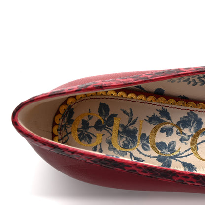Gucci Malaga Kid Elaphe Yva Ballet Flats 38 Hibiscus Red 8 of 10