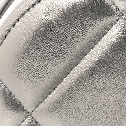 Chanel Metallic Lambskin Quilted Chanel 19 Round Clutch With Chain Silver 11 of 12