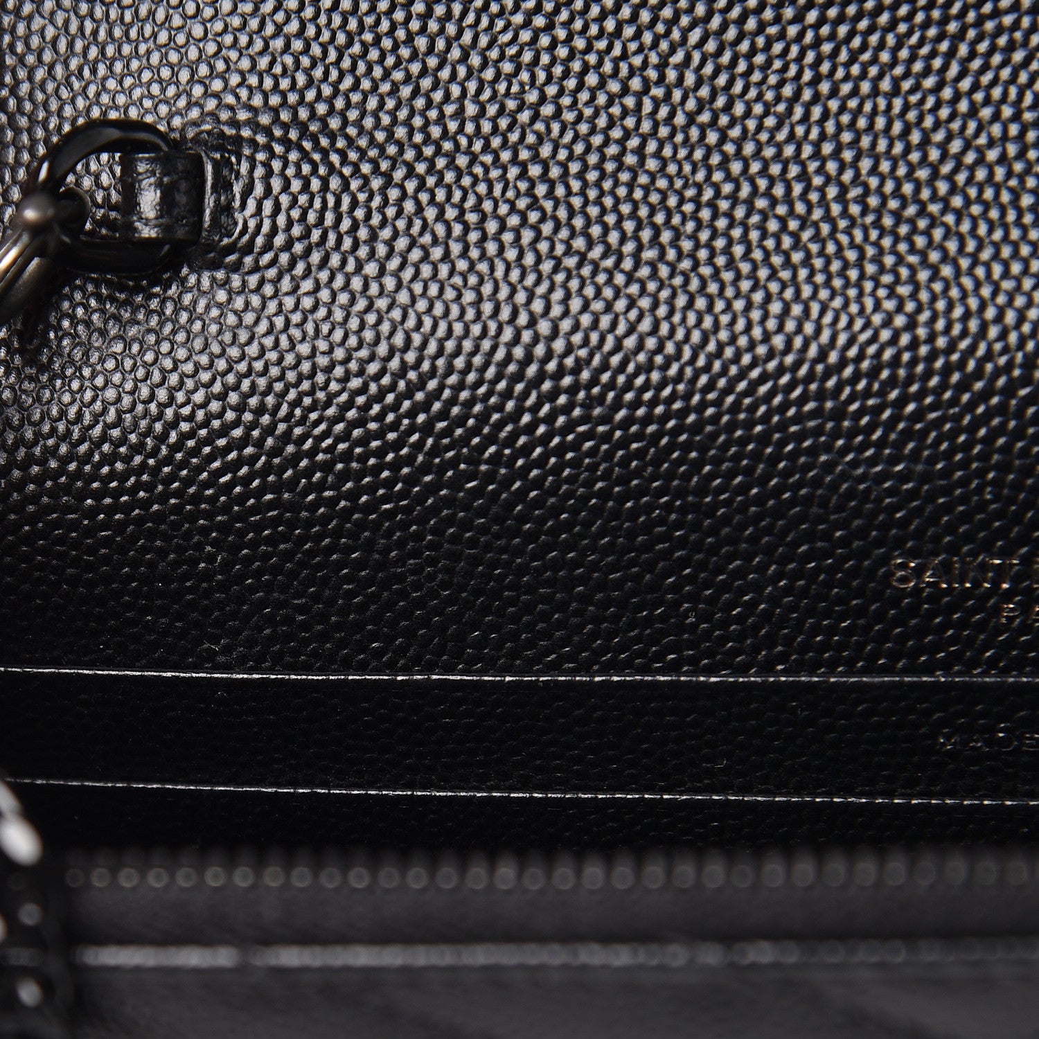 Saint Laurent Grain De Poudre Matelasse Chevron Monogram Envelope Chain Wallet Black 10 of 16