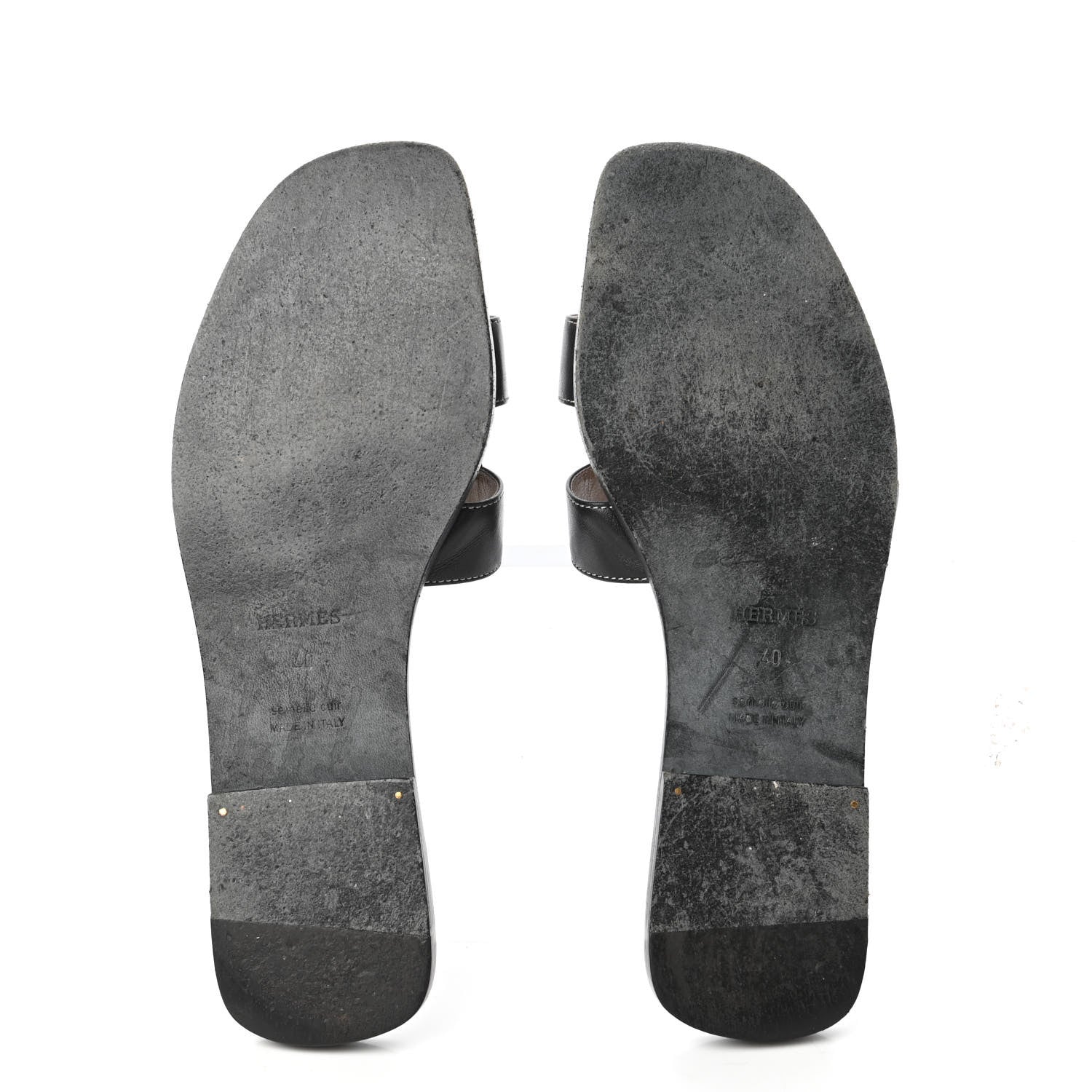 Hermes Box Calfskin Oran Sandals 40 Black 5 of 10