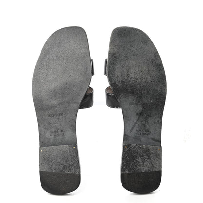 Hermes Box Calfskin Oran Sandals 40 Black 5 of 10
