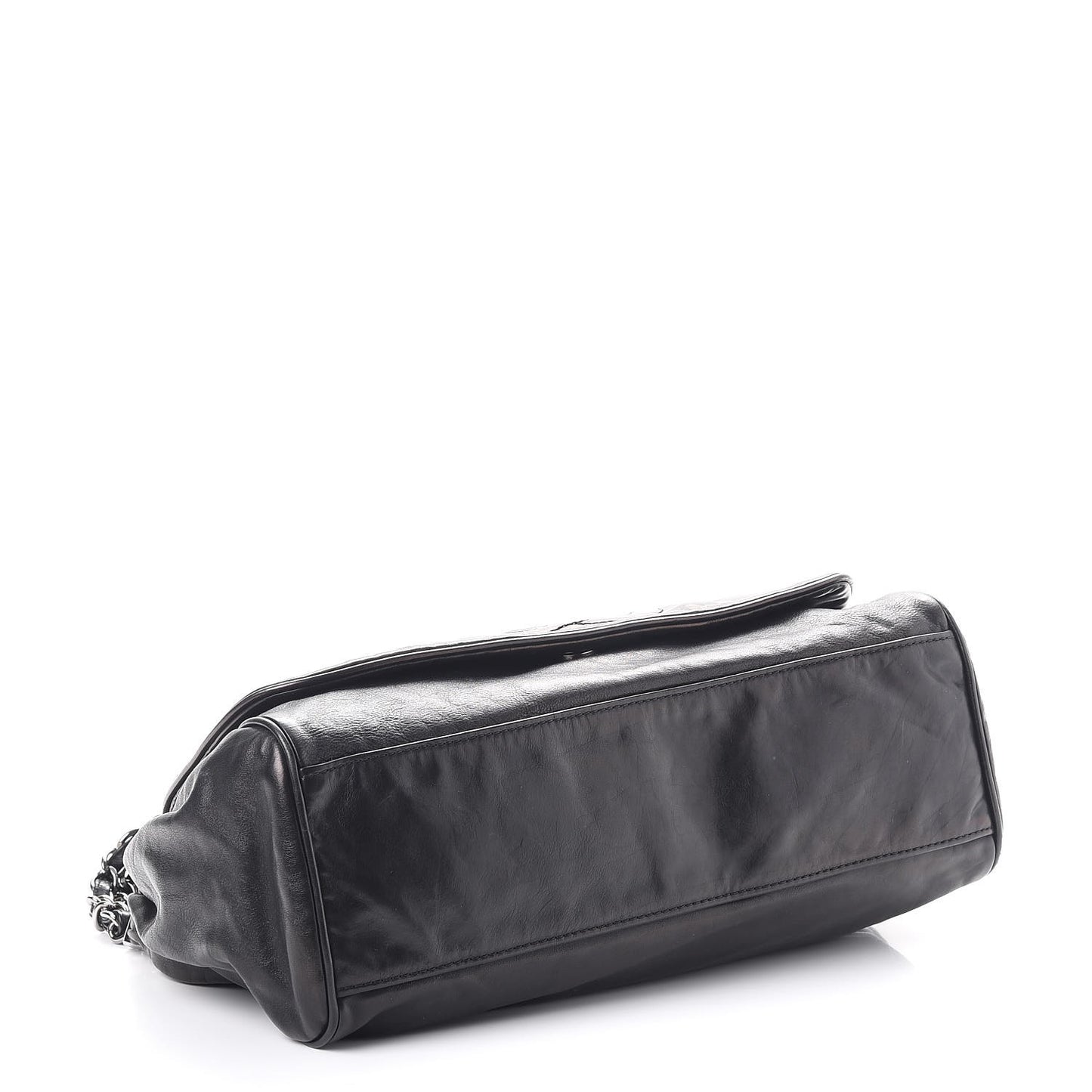 Calfskin XL Rock and Chain Flap Black