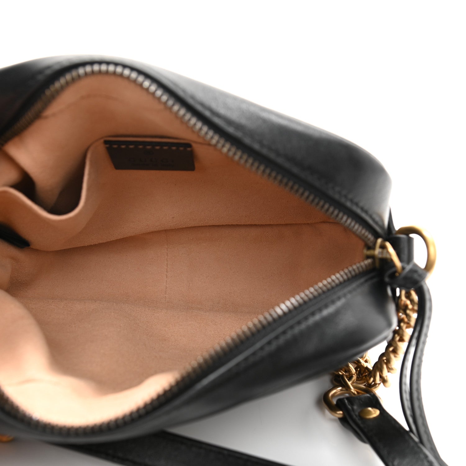 Gucci Calfskin Matelasse Mini GG Marmont Chain Shoulder Bag Black 5 of 10