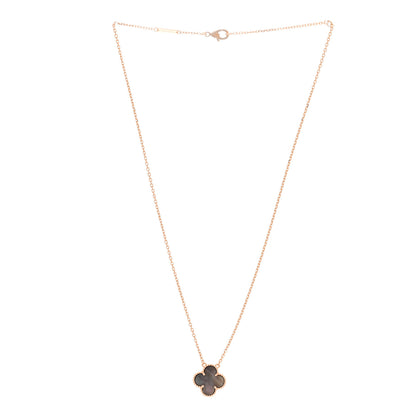 Van Cleef & Arpels 18K Rose Gold Gray Mother of Pearl Vintage Alhambra Pendant Necklace 3 of 6