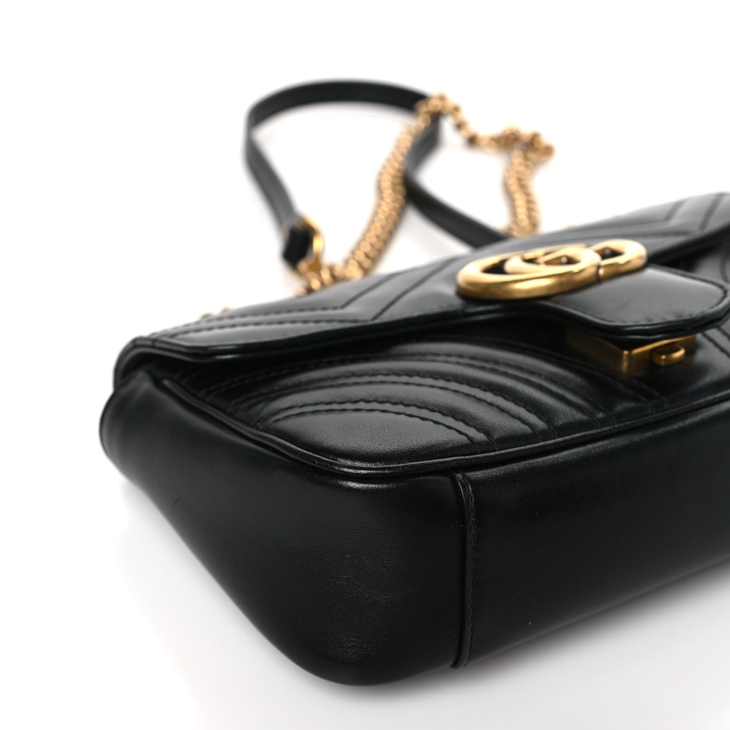 Calfskin Matelasse Mini GG Marmont Shoulder Bag Black