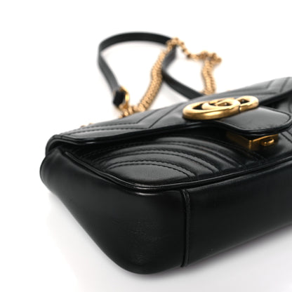 Gucci Calfskin Matelasse Mini GG Marmont Shoulder Bag Black 8 of 9