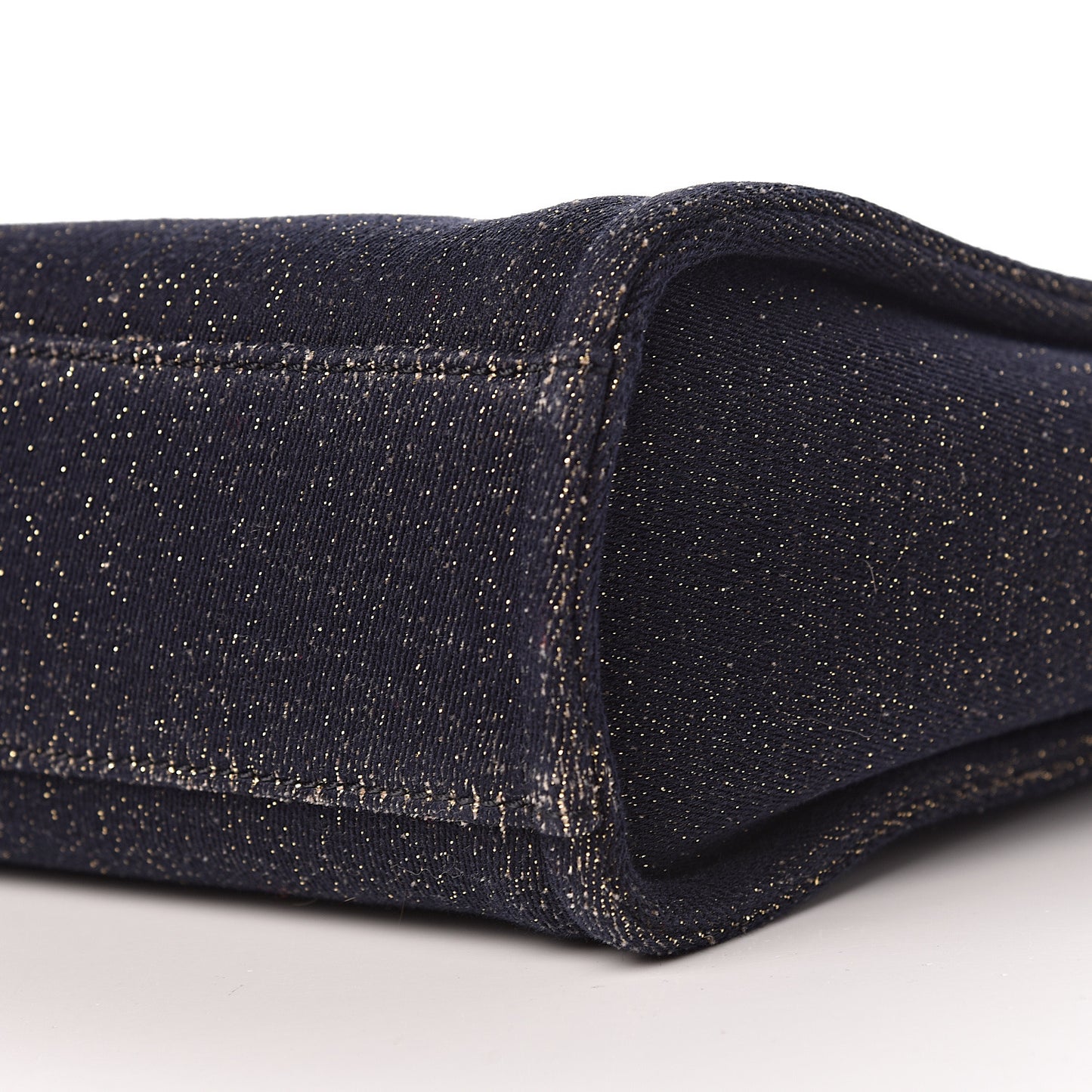 Lurex Canvas Mini Deauville Tote Navy Blue Gold