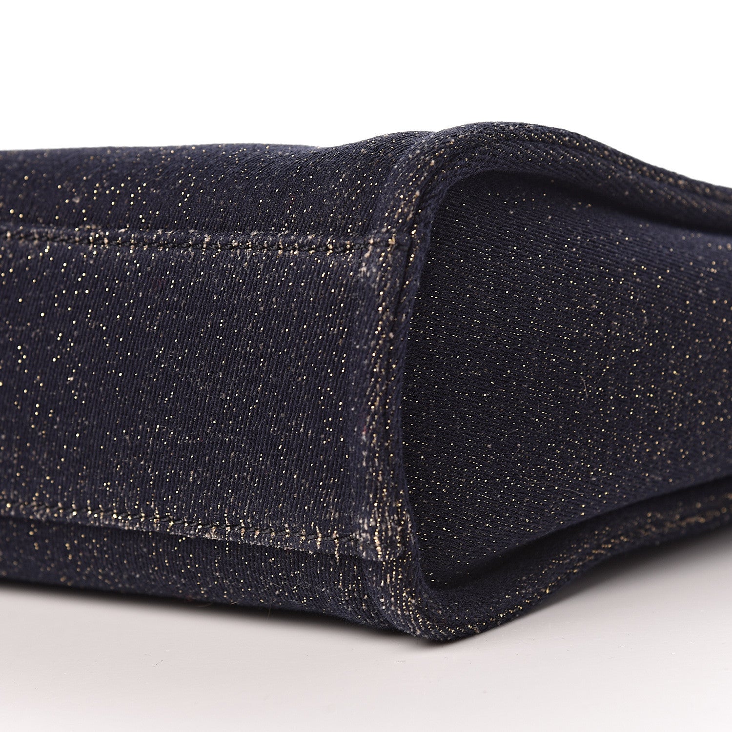 Chanel Lurex Canvas Mini Deauville Tote Navy Blue Gold 6 of 11