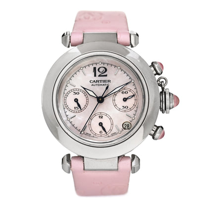 Cartier Stainless Steel Satin Mother of Pearl 35mm Miss Pasha Automatic Watch Pink 1 of 5