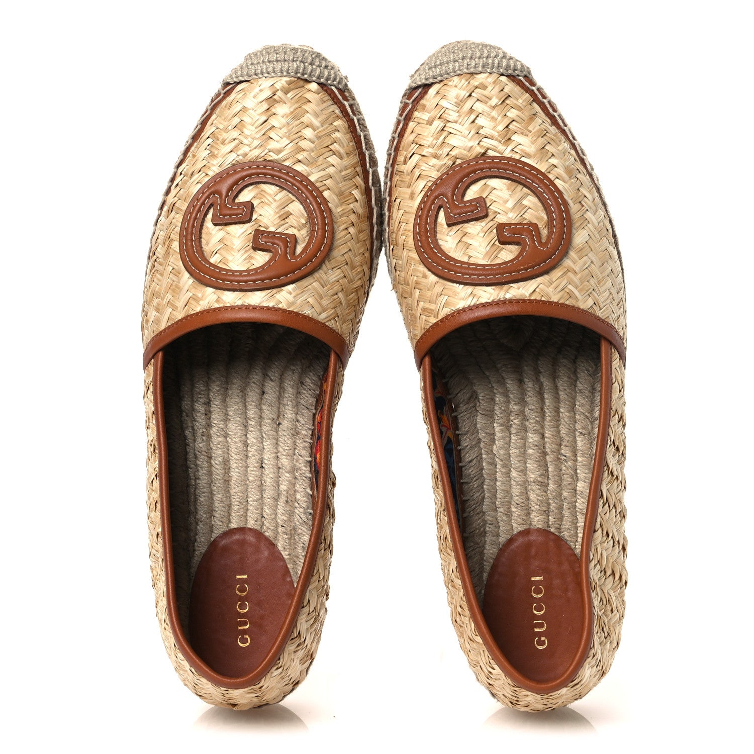 Gucci Raffia Harness Calfskin Interlocking G Adela Espadrilles 41 Palmi Naturale Harness Brown 2 of 11