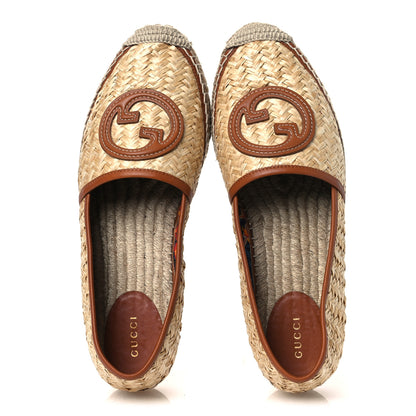 Gucci Raffia Harness Calfskin Interlocking G Adela Espadrilles 41 Palmi Naturale Harness Brown 2 of 11