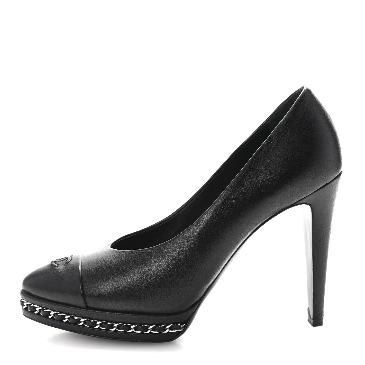 Chanel Lambskin CC Cap Toe Platform Chain Pumps 39 Black 1 of 10