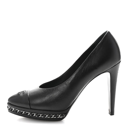 Chanel Lambskin CC Cap Toe Platform Chain Pumps 39 Black 1 of 10