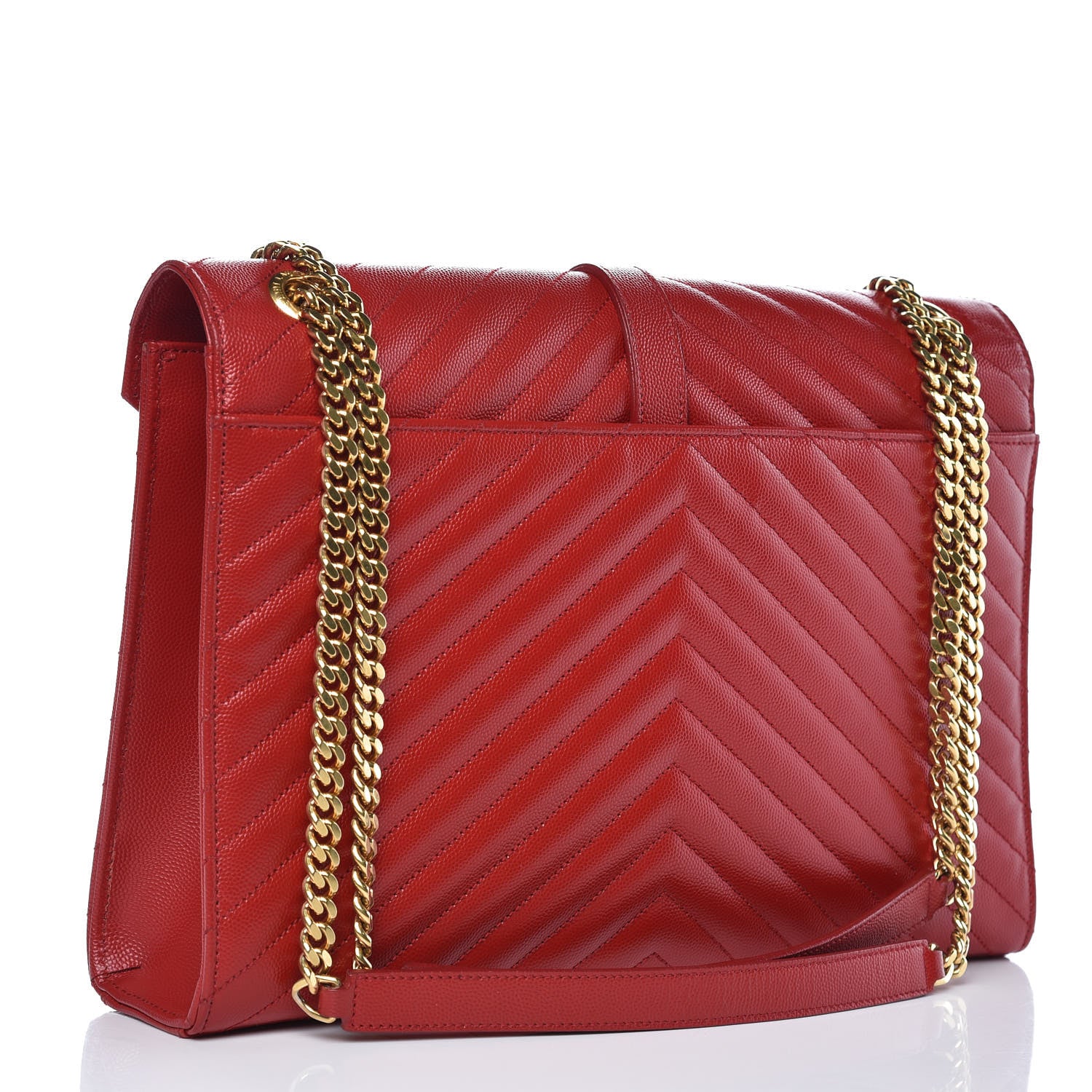 Saint Laurent Grain De Poudre Matelasse Chevron Large Monogram Satchel Lipstick Red 3 of 13