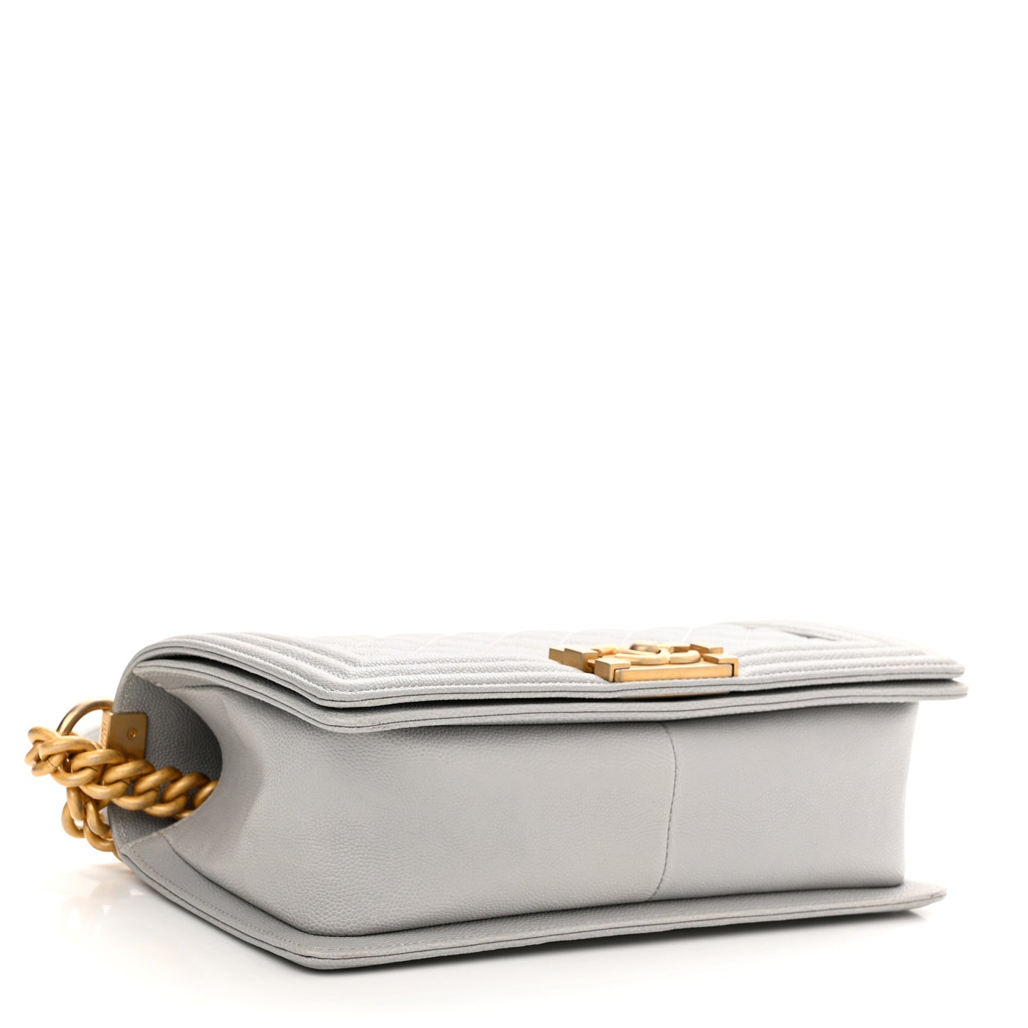 Caviar Quilted Medium Boy Flap Light Grey