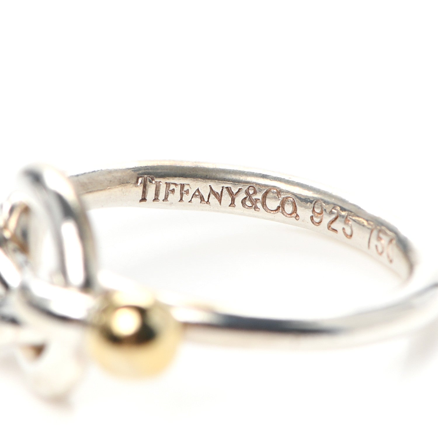 Tiffany Sterling Silver 18K Yellow Gold Love Knot Ring 48 4.5 4 of 4