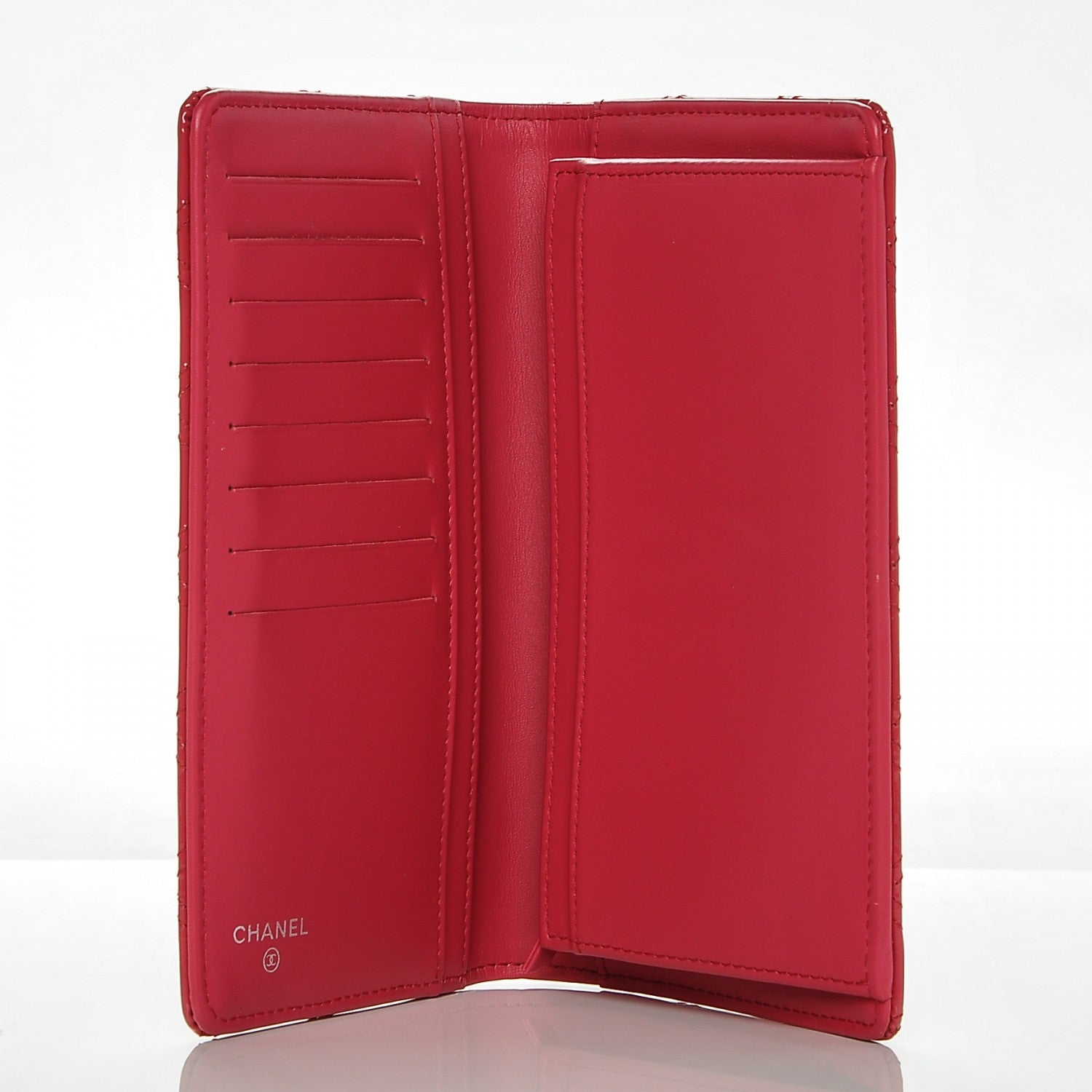 Chanel Patent Calfskin Quilted Double Stitch Yen Wallet Pink 5 of 8