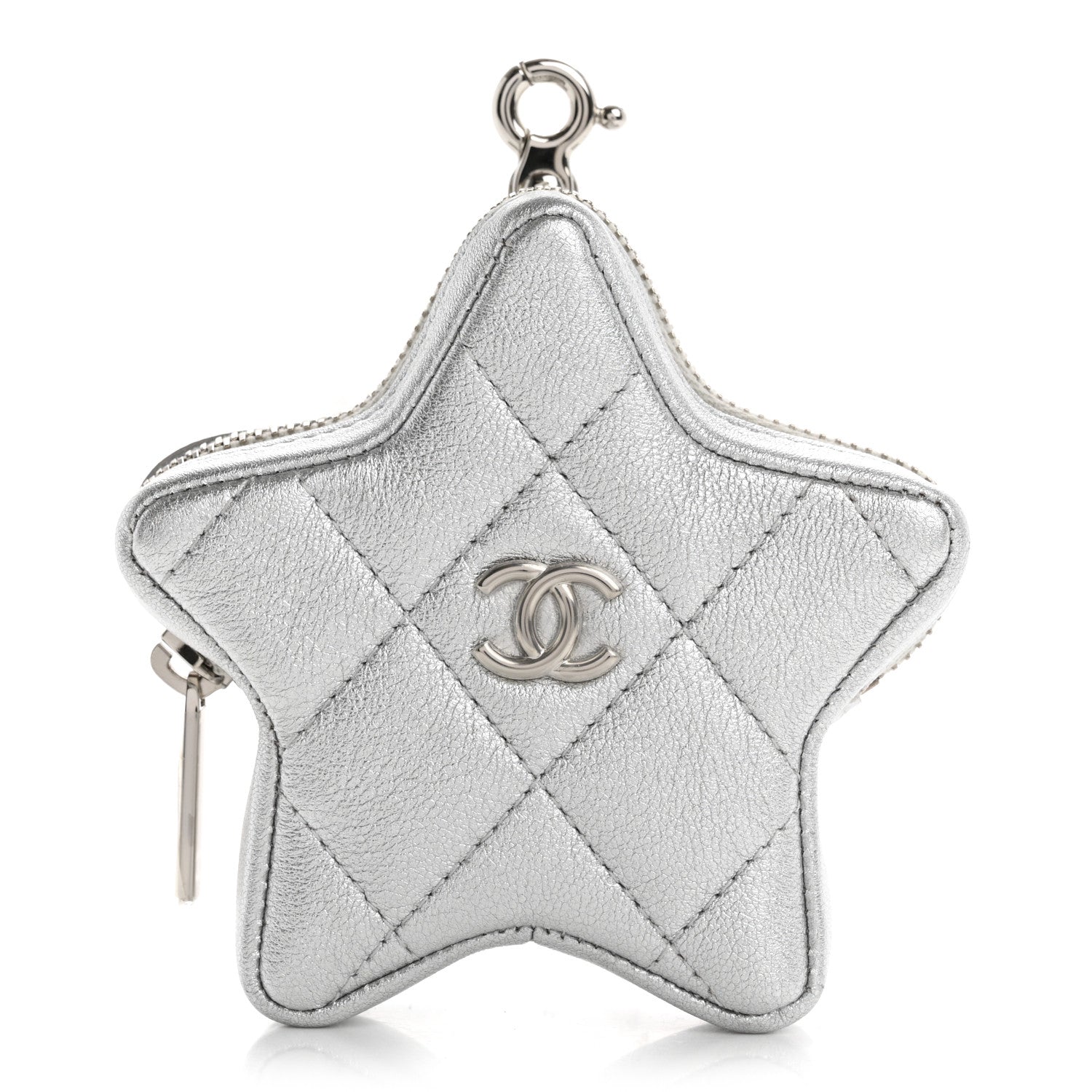 Chanel Metallic Lambskin Walk Of Fame Star Clip On Coin Purse Silver 1 of 7