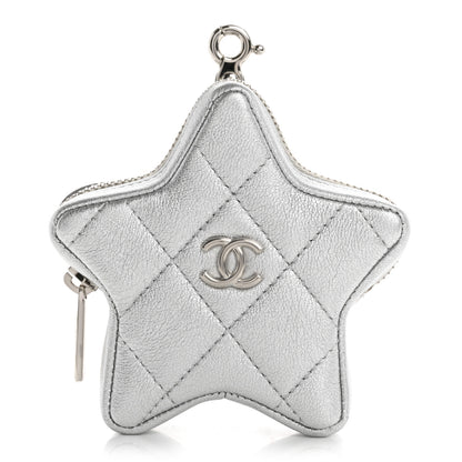 Chanel Metallic Lambskin Walk Of Fame Star Clip On Coin Purse Silver 1 of 7