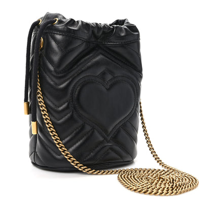 Gucci Calfskin Matelasse Mini GG Marmont 2.0 Bucket Bag Black 3 of 9