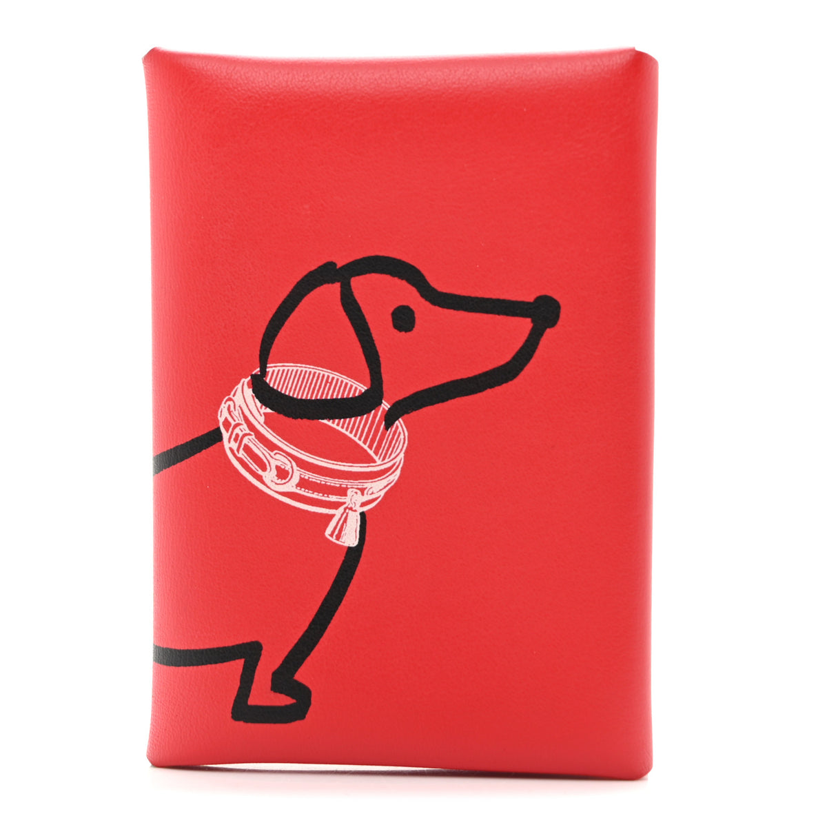 Hermes Swift Teckel a Collier Calvi Duo Card Case Rouge De Coeur 1 of 8