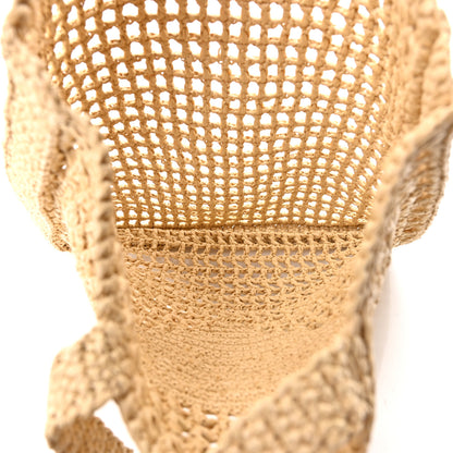 Prada Yarn Raffia Effect Crochet Logo Embroidered Tote Bag Naturale 5 of 10